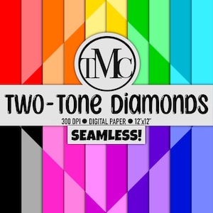 SEAMLESS Two-Toned Diamonds Digital Paper in Rainbow colors! - Scrapbook paper, digital backgrounds