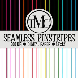 SEAMLESS Pinstripes Digital Paper Pack! Colored Pinstripes on black/white background, digital paper, scrapbook paper, stripes, pinstripes