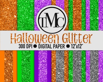 Halloween Glitter Digital Paper Pack – Scrapbook Backgrounds (Digital Download)