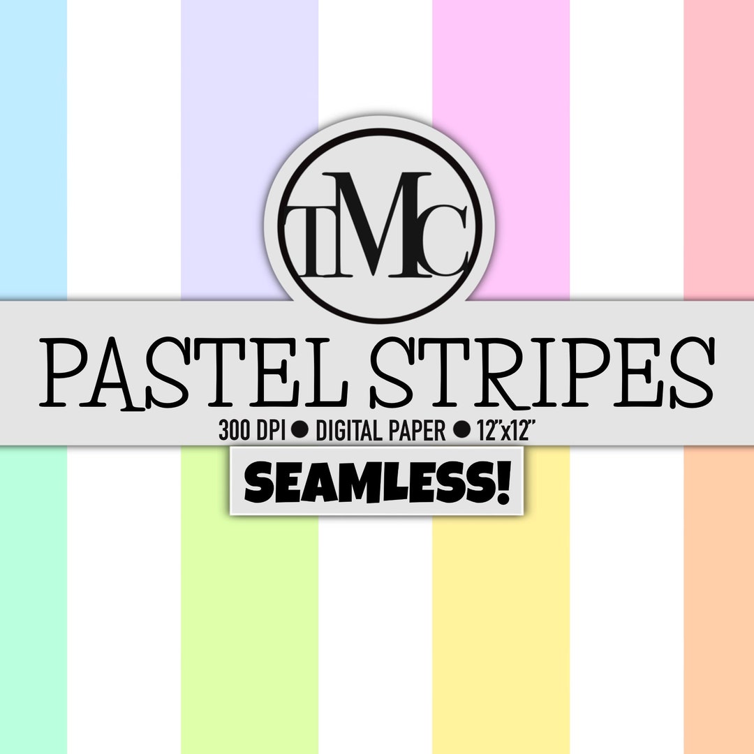 Seamless Pastel Stripes Digital Paper: 12x12 Scrapbook Background ...