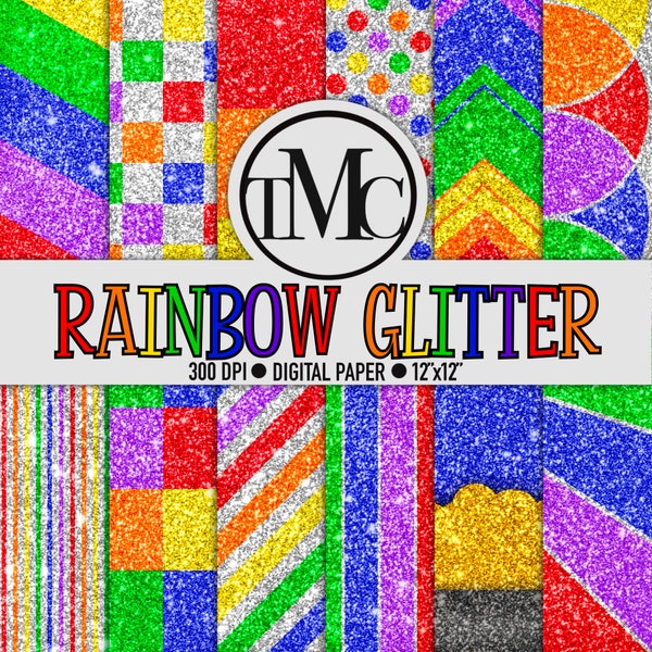 Rainbow Glitter Digital Scrapbook Paper!