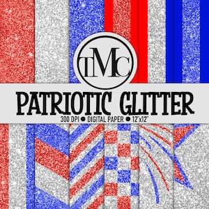 Patriotic Glitter - digitales Papier, Glitzerpapier, digitaler Hintergrund, digitales Scrapbook papier