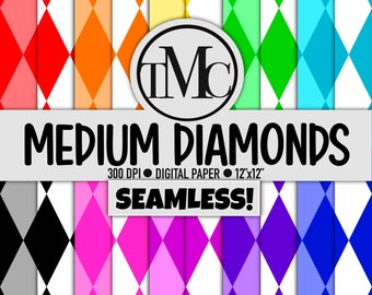 ¡Papel digital seamless Medium Diamonds en colores Rainbow! - Papel de álbum de recortes, fondos digitales