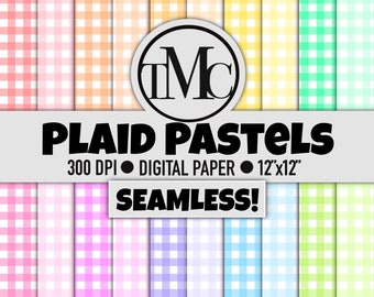 SEAMLESS Plaid Pastel Digital Scrapbook Paper