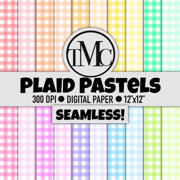 SEAMLESS Plaid Pastel Digital Scrapbook Paper