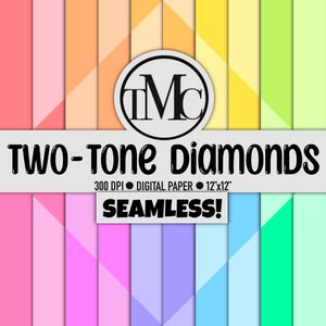 Diamantes Pastel de Dois Tons SEAMLESS - Papel para Scrapbook Digital