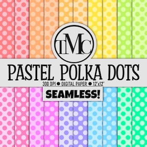 NAADLOOS Pastel POLKADOT Digitaal Papier! - Digitaal scrapbook papier, digitale achtergrond