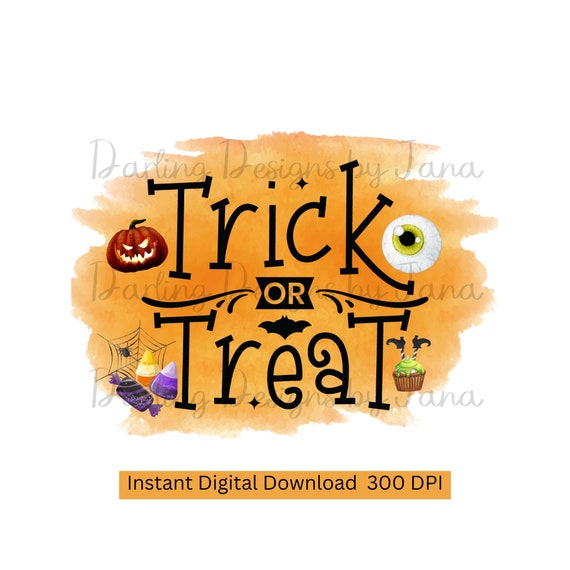 Trick or Treat PNG Halloween Printable Instant Digital - Etsy