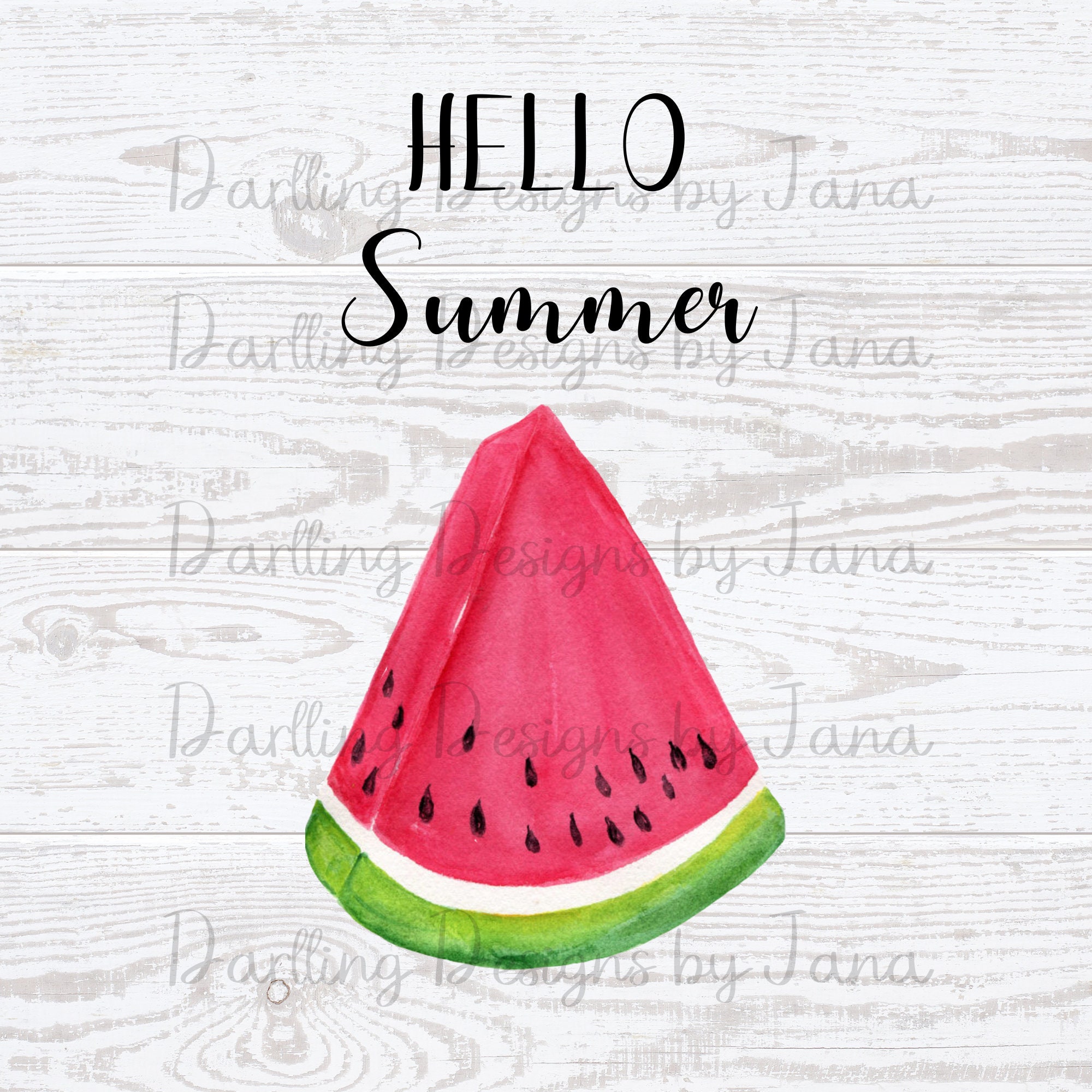 Hello Summer Watermelon PNG, Summer Printable, Instant Digital Download ...