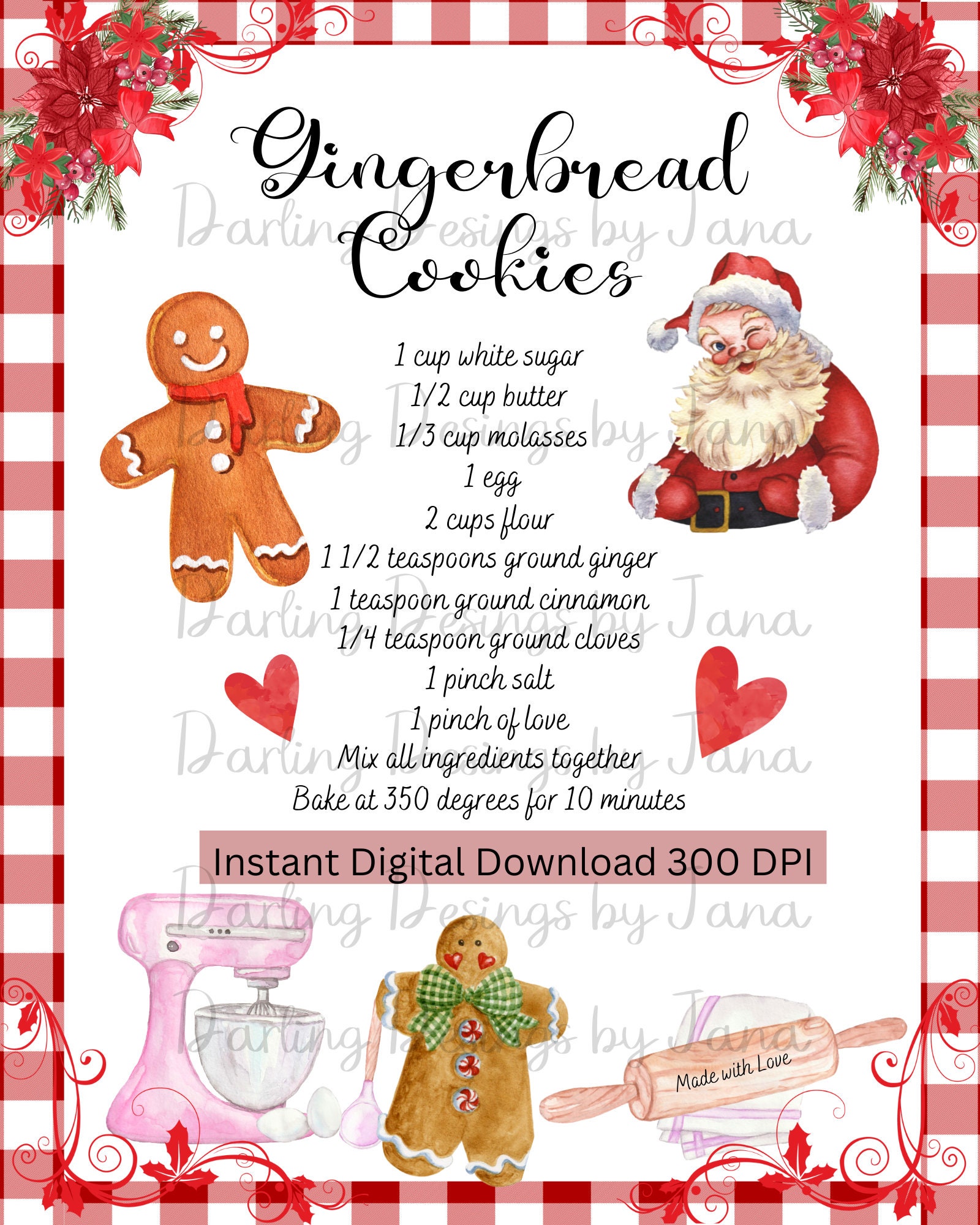 Gingerbread Cookies PNG JPG Christmas Printable Instant - Etsy