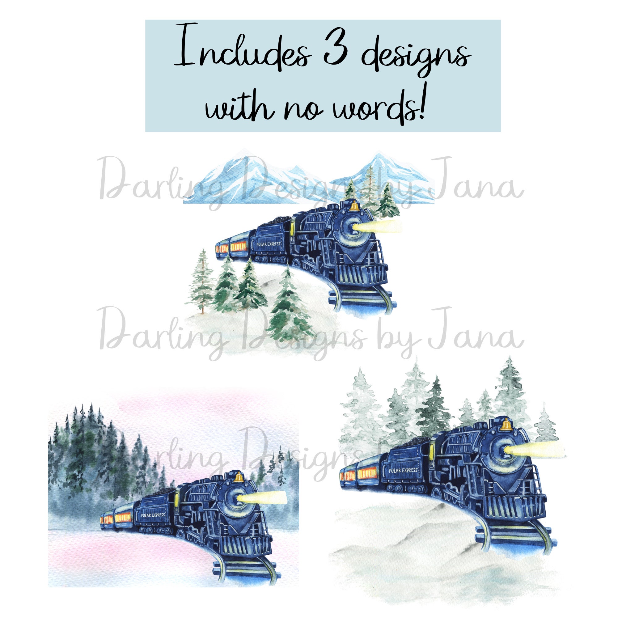 Polar Express PNG, Christmas Printable With No Words Template for ...