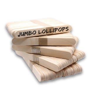 Jumbo Wooden Lollipop Sticks Natural Lolly Popsicle for Arts Craft DIY Plant Label School Ice Cream Projects 150mm x 18mm x 2mm