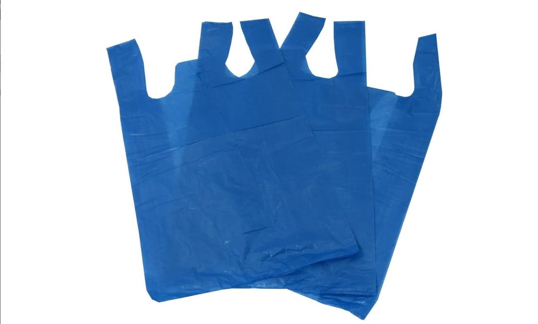 STRONG NEW Blue Plastic Vest Carrier Bags 11x17x21" Shopping Takeaways - View #4