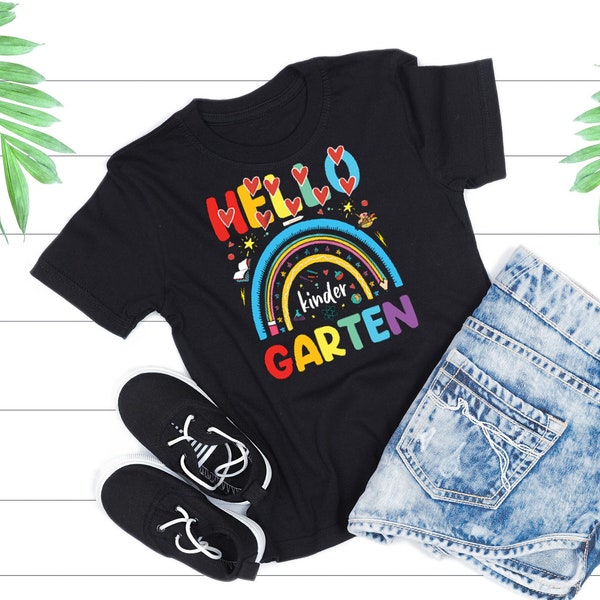 Adorable Hello Kindergarten Back to School T-Shirt Design Digital Download Png, SVG, PNG, Jpeg, PDF, esp files instant Access