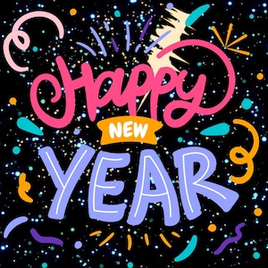 Message vidéo animé Bonne année 2025 GIF, PNG, jpeg, svg | Imprimable à accès instantané | Économiseurs d'écran avec zoom en arrière-plan pour les médias sociaux