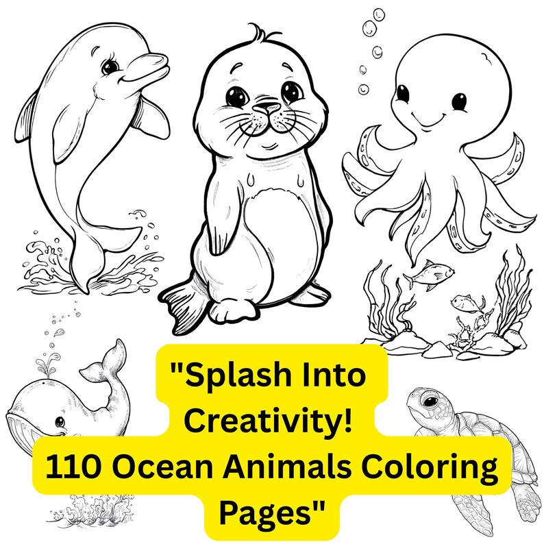 Cute Ocean Animals Coloring Pages | Kids & Adults (printable PDF) - Etsy