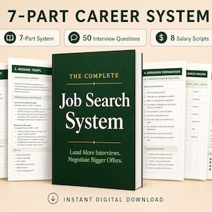 Job Search Bundle | ATS Resume Template Guide, Cover Letter, Interview Prep Questions, Salary Negotiation Scripts, Career Planner PDF