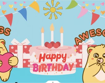 Cartoon Birthday Video Ecard | Animated Kids Birthday (Instant Access)