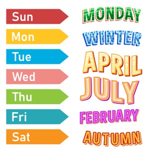 MONTHS, WEEKDAYS Digital Stickers for GoodNotes, For Digital Planners, Gifts, Hobbies 70 sheets of Essential Stickers Bundle INSTANT Access