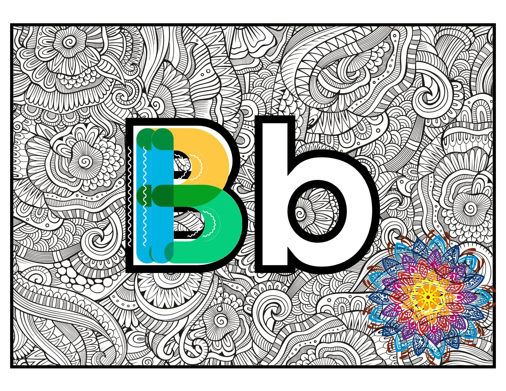 Cute Alphabet Mandala Coloring Pages | for Kids and Adults | Digital ...