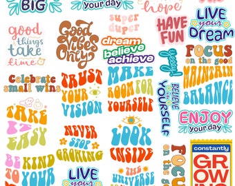 Groovy SVG Bundle, Boho Hippie Retro Designs (Digital Download)