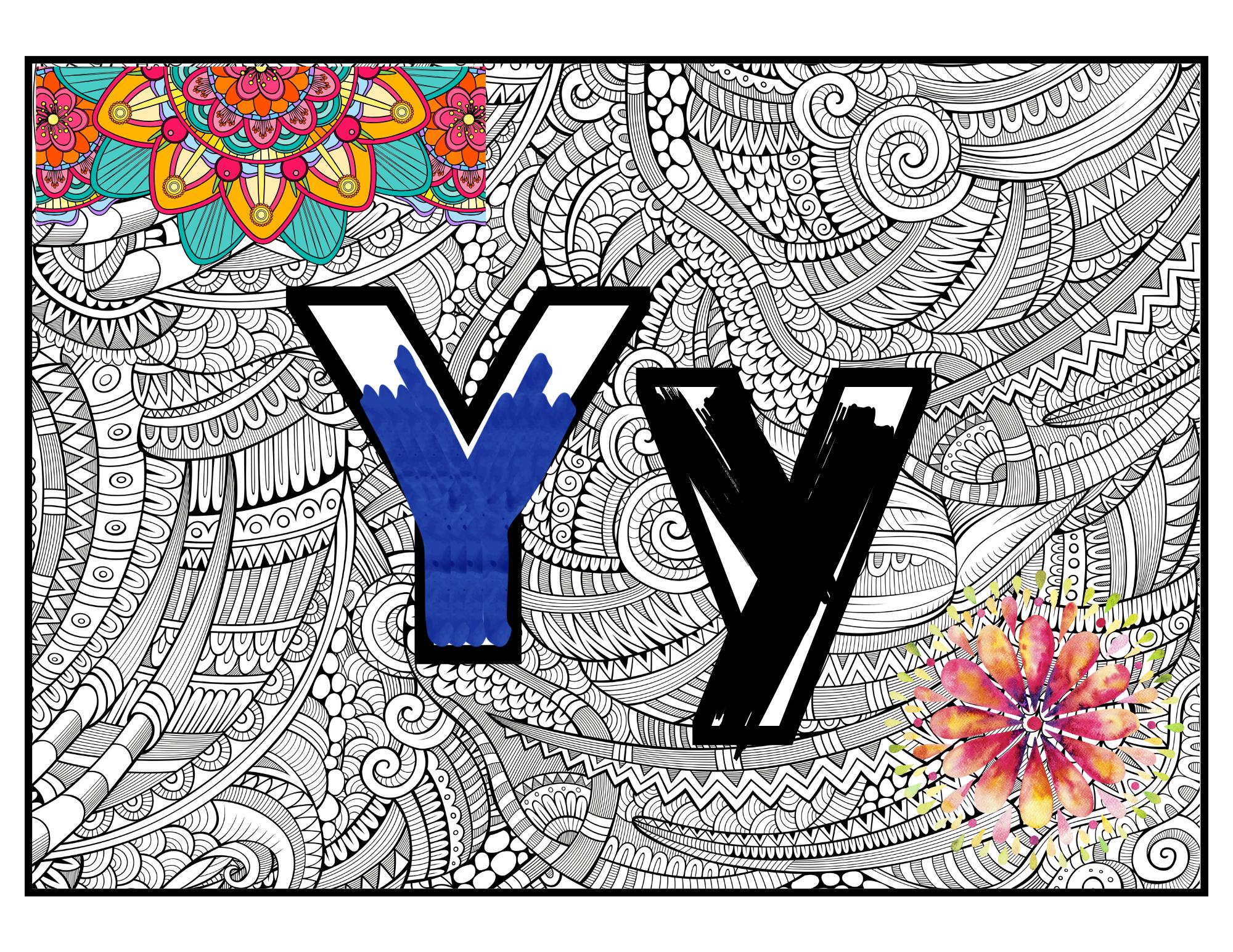 Cute Alphabet Mandala Coloring Pages | for Kids and Adults | Digital ...