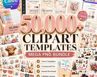 Pacote Mega de Clipart: Mais de 50.000 imagens PNG para uso comercial (download digital)