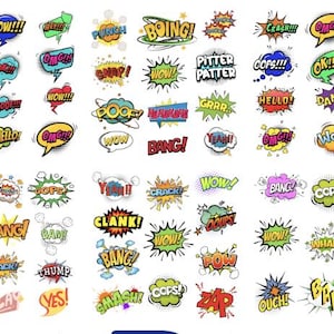 Comic Speech Bubble | Cartoon Comic Book Text Clouds | Pop Art | Super Hero, Aargh, Hey, Amazing, Pow, Wow, Cool, WTF Vector Comics words