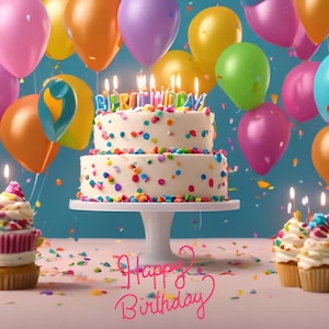 Modello video di buon compleanno. Evviva, auguri calorosi! Modello personalizzabile. Accesso immediato, che sia il tuo compleanno o quello di qualcun altro.