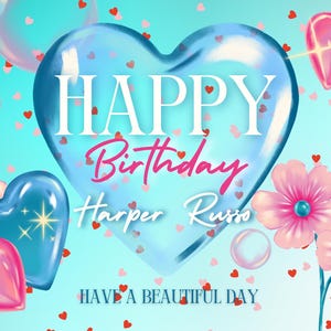 Personalized Happy Birthday E-Cards: Comforting Templates for Showing You Care "Printable Digital Message, Gif, SVG, JPEG, PDF Video
