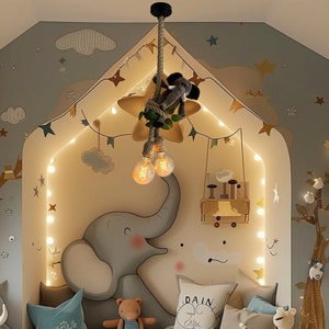 Elephant children&#39;s lamp double fitting ceiling lamp hanging lamp children&#39;s room