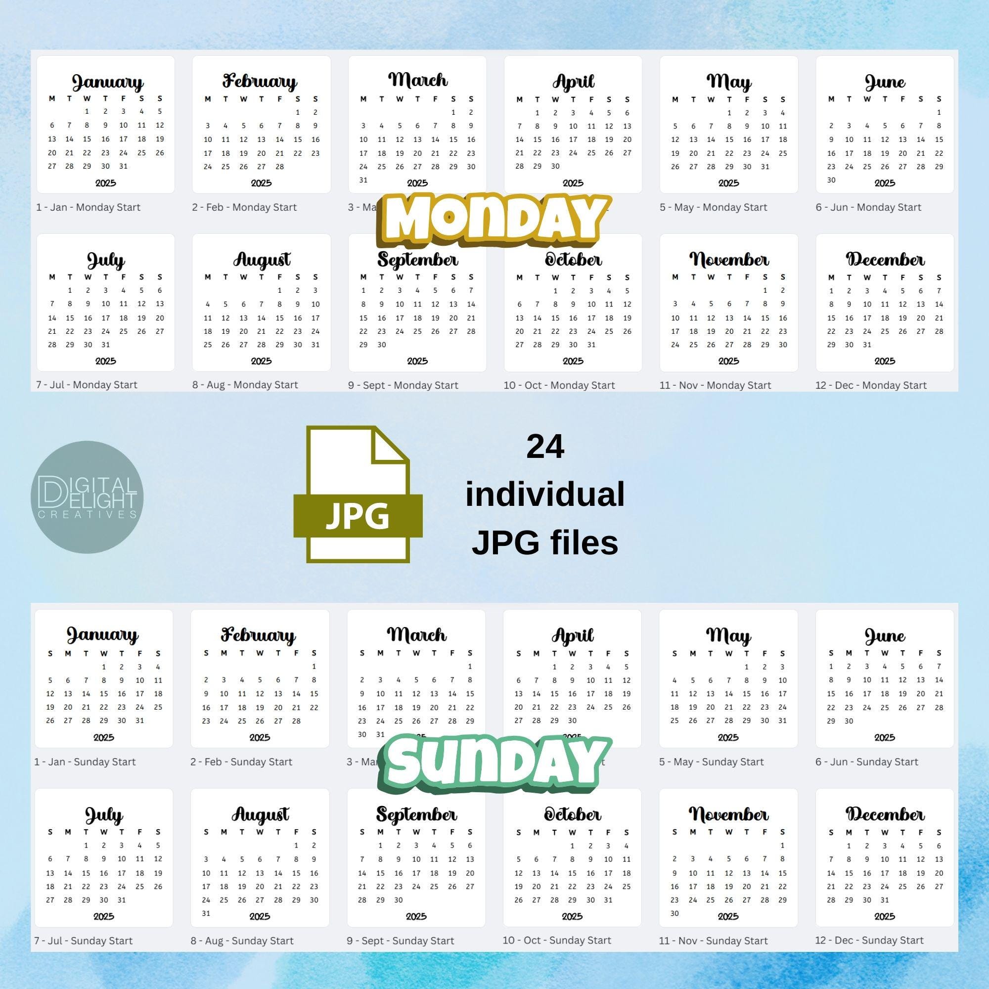 2025 3x3 Mini Monthly Calendar Printable Mini 3x3 Inch Calendar PDF and ...