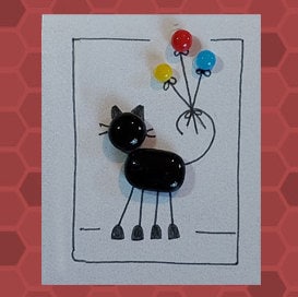 Handmade Greetings Card With Fused Glass Cats and Balloons, With Gift ...