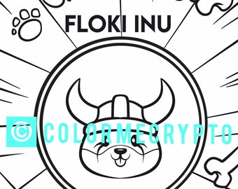 Floki Inu ColorMeCrypto kleurboekpagina + GRATIS voorblad downloaden inbegrepen
