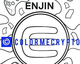 Enjin ENJ ColorMeCrypto Coloring Book Page + GRATIS COVERSHEET Download inbegrepen
