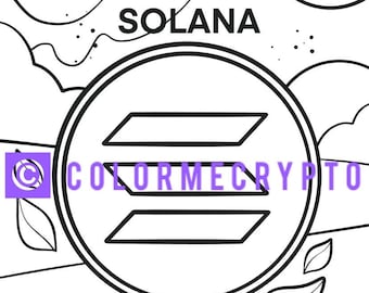 Solana SOL ColorMeCrypto kleurboekpagina + GRATIS voorblad downloaden inbegrepen