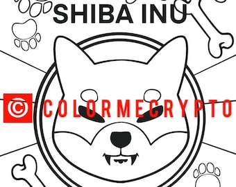 Shiba Inu SHIB ColorMeCrypto Kleurboek Pagina + GRATIS COVERSHEET Download Inbegrepen