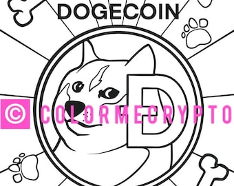 Dogecoin DOGE ColorMeCrypto Kleurboek Pagina + GRATIS COVERSHEET Download Inbegrepen