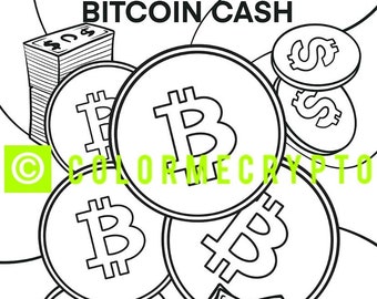 Bitcoin Cash BCH ColorMeCrypto Kleurboek Pagina + GRATIS COVERSHEET Download Inbegrepen