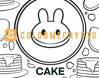 Pancakeswap CAKE ColorMeCrypto Coloring Book Page + GRATIS COVERSHEET Download inbegrepen