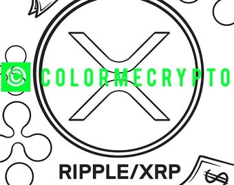 XRP Ripple ColorMeCrypto Coloring Book Page + GRATIS COVERSHEET Download inbegrepen