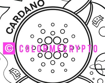 Cardano ADA ColorMeCrypto kleurboekpagina + GRATIS voorblad downloaden inbegrepen