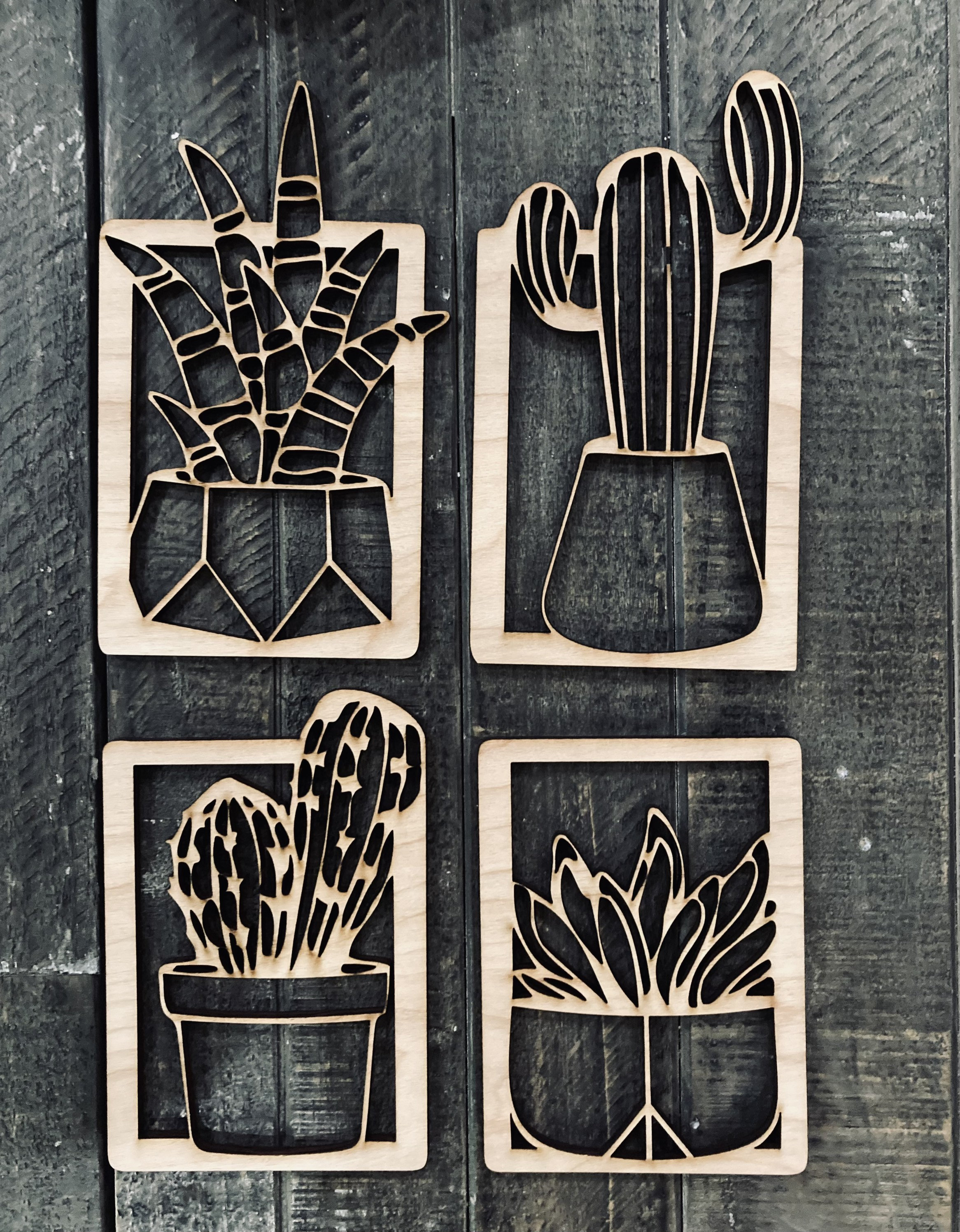 Laser Cut Wood Cactus Wall Art Etsy UK