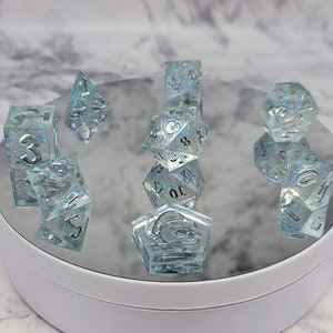 Crystal Clear Holographic Handmade Dice Set - Holographic Glass