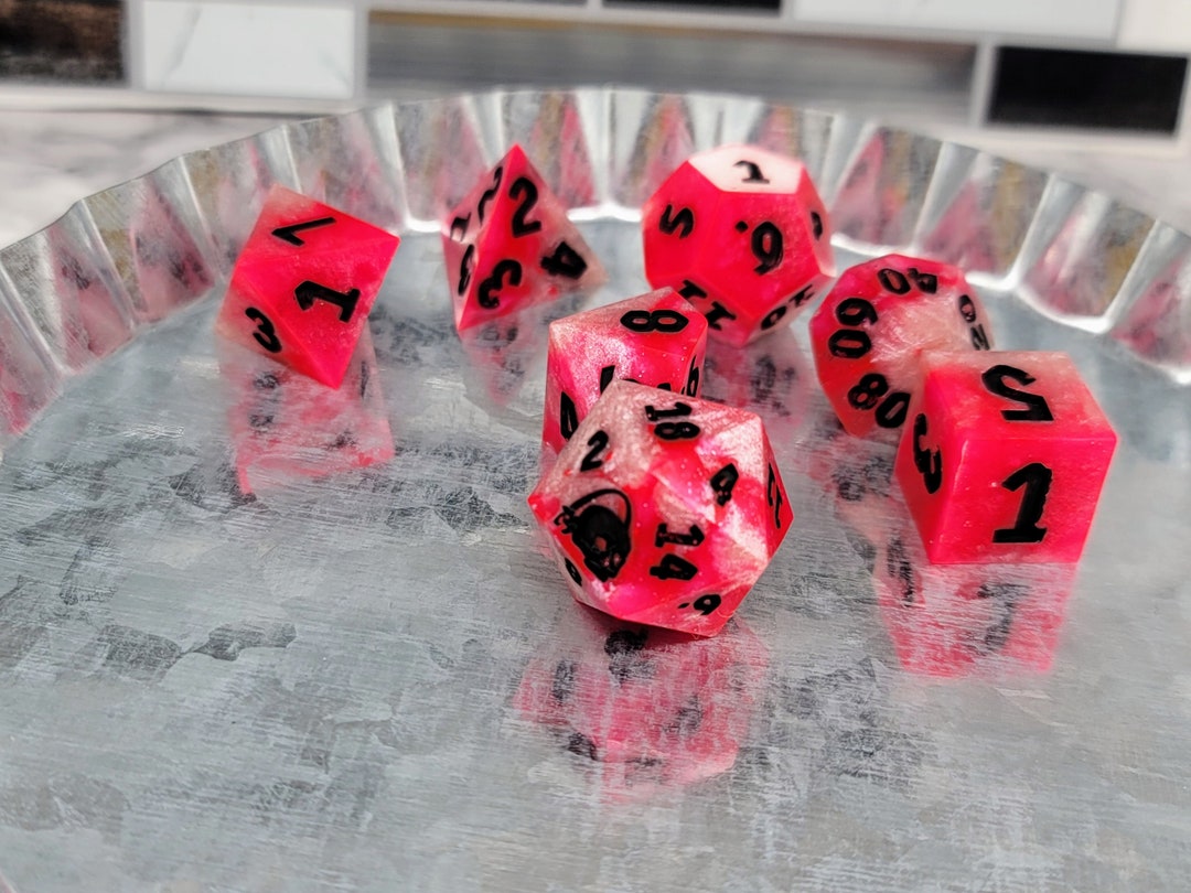 Hot Pink and Black Handmade Dice Set Punk Rocks Etsy