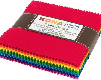 Kona Cotton Solids 5in Squares Bright 85pcs