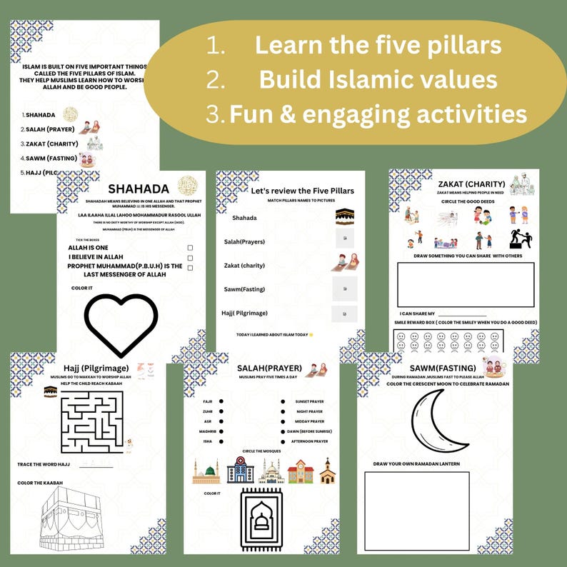 Islamic Exercise Programmes Islamic Learning Printable | Muslim Children Activity Pack | Instant ...