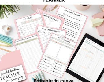 Sped Teacher Planner |Special Education Caseload Template | Editable IEP Binder (PDF)