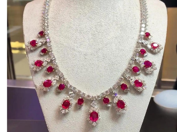Synthetic ruby best sale necklace