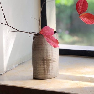 Unique handmade gray ceramic vase image 6